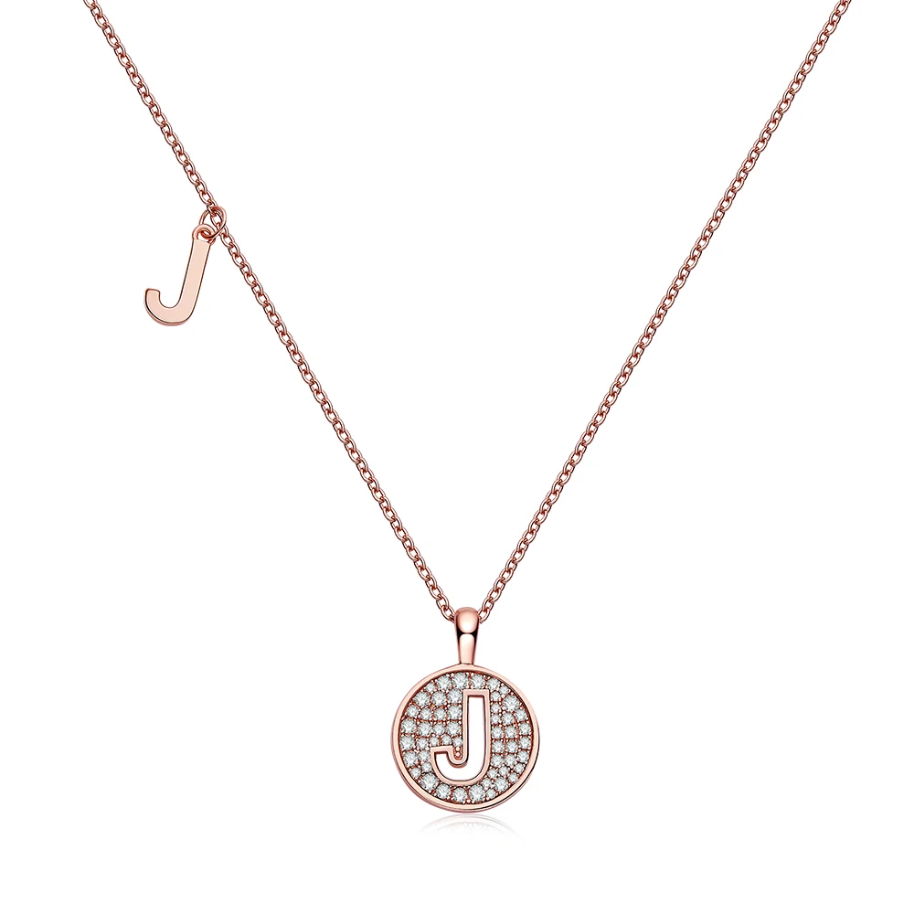 

2026 Full Moissanite Letter J Necklace With Chain S925 Sterling Silver Women Pendant Rose Gold Color GRA Certified Jewelry Gifts