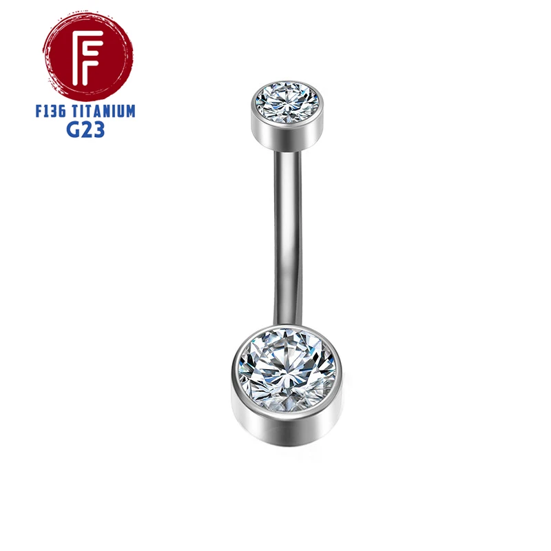 F136 Titanium Belly Button Piercing Hinge Segment External Helix 14G Zircon Piercing navel Women Sexy Body Jewelry Wholesale