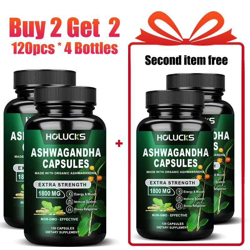 

HOLUCKS Natural Ashwagandha Capsules, Support Balance Sugar, Calm & Relaxation Aid, Daily Stress Response Assistance