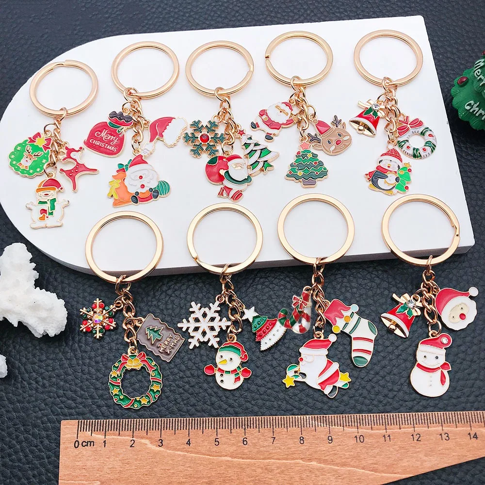 Stilvoller Schlüsselanhänger mit Weihnachtselementen-Anhänger, Unisex, Festival, Party, Rucksack, Schlüsselanhänger, Schlüsselanhänger, Freunde, Paar, Geschenkzubehör