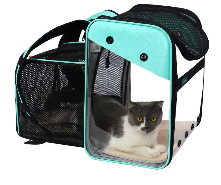 

Transparent Sightseeing PVC Foldable Dog Cat Pet Carrier Backpack Air Transportation Mesh Bag