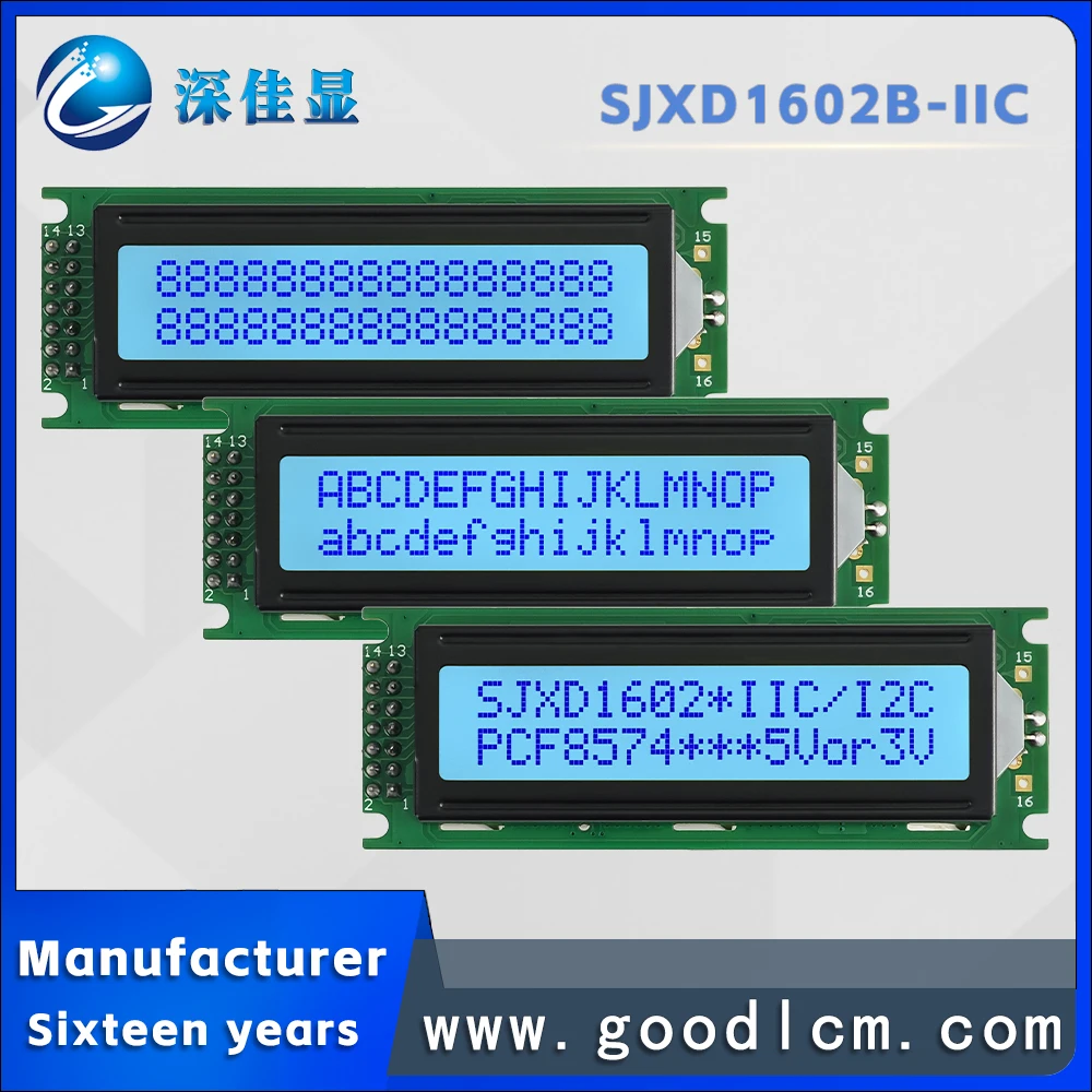 Excellent Industrial Control IIC/I2C Interface SJXD1602B-IIC STN Gray Positive 16X2 LCD Screen Character LCM Display Module