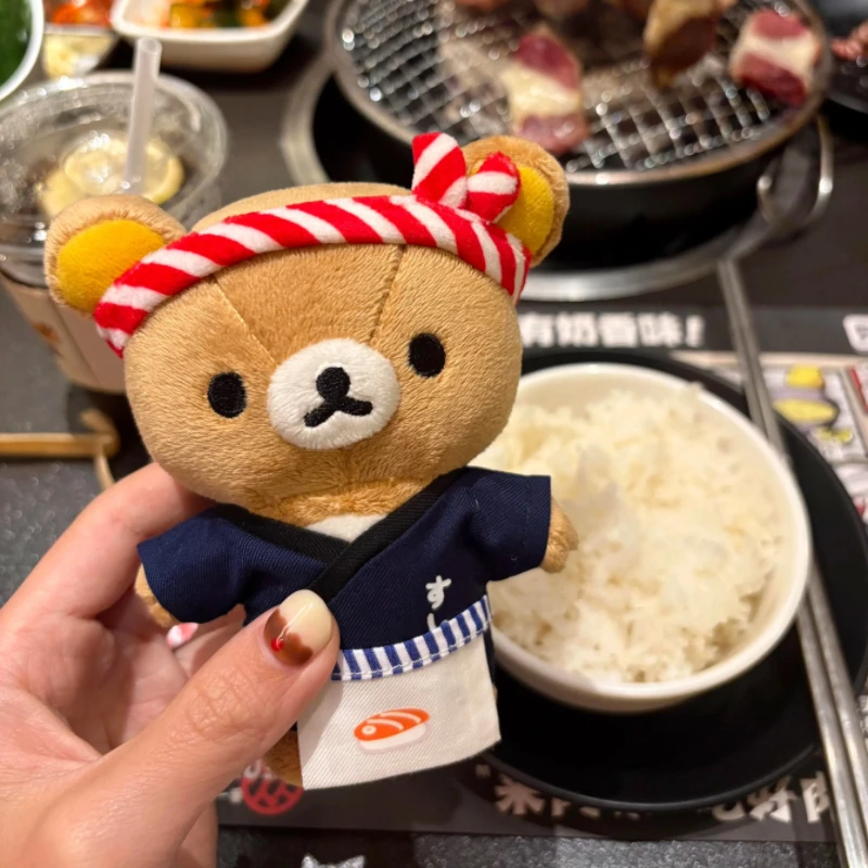 Cartoon san-x Rilakkuma Anime Speelgoed Sushi Korilakkuma Beer pluche Sleutelhanger leuke Accessoires Soft Gevulde Rugzak Hanger Geschenken