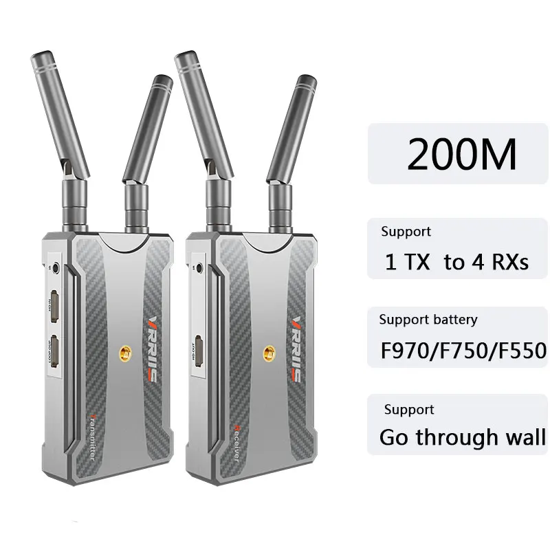 200m Wireless Video Transmitter and Receiver HDMI-Compatible Extender kit Support NP-F Battery for Camera PC TV Projection