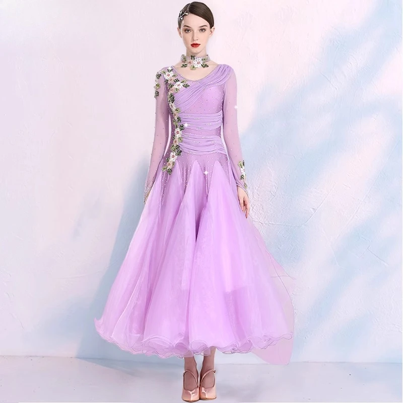 

Women's modern dance dress competition national standard performance costume social dance waltzlong skirt new styleStage costume