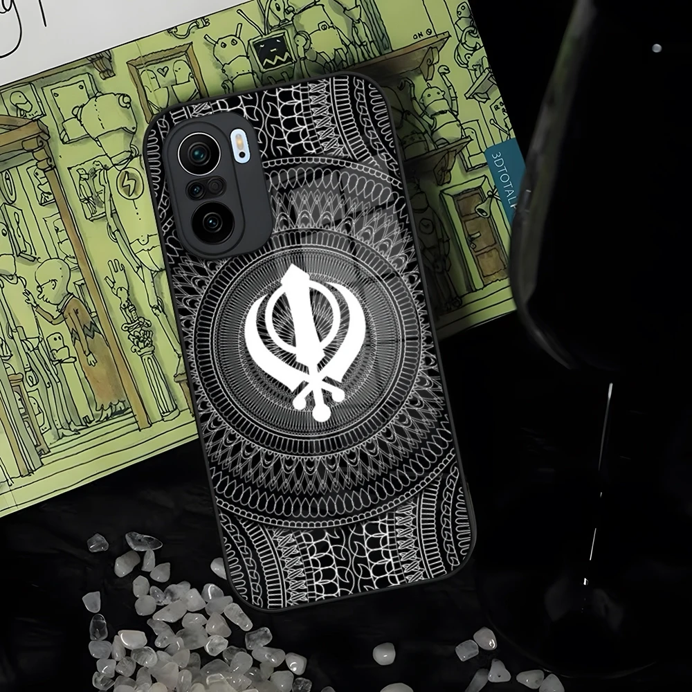 Sikh Khanda Sikhism Phone Case Tempered Glass for Xiaomi 14 13 Lite 12 Pro 11t lite POCO M6 M5 X6 X5 X3 NFC F5 F6 Pro Cover