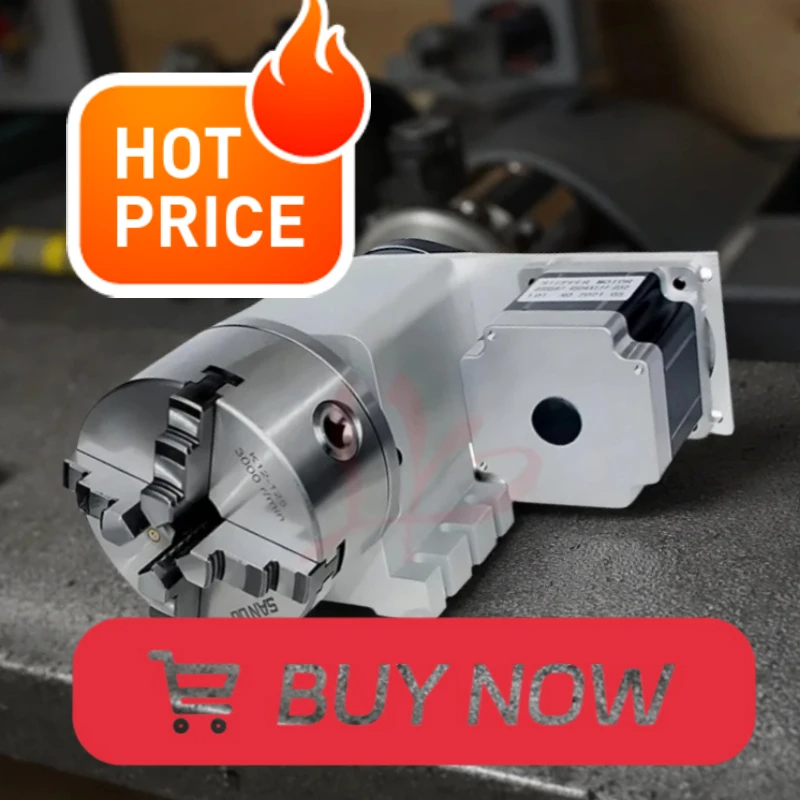 Rotary Axis 4th A 86mm Nema34 Motor 5M-H100-4-130 LY CNC Router Machine 130mm Chuck 3 Jaws 4 Hollow Shaft Φ30mm Milling Tools