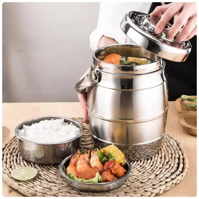 

Stainl Steel Insulated Lunch Box Restaurant ering Thermal Buet Large Capaci Adult Bento Box 3 Layer Vacuum Pot Rice...