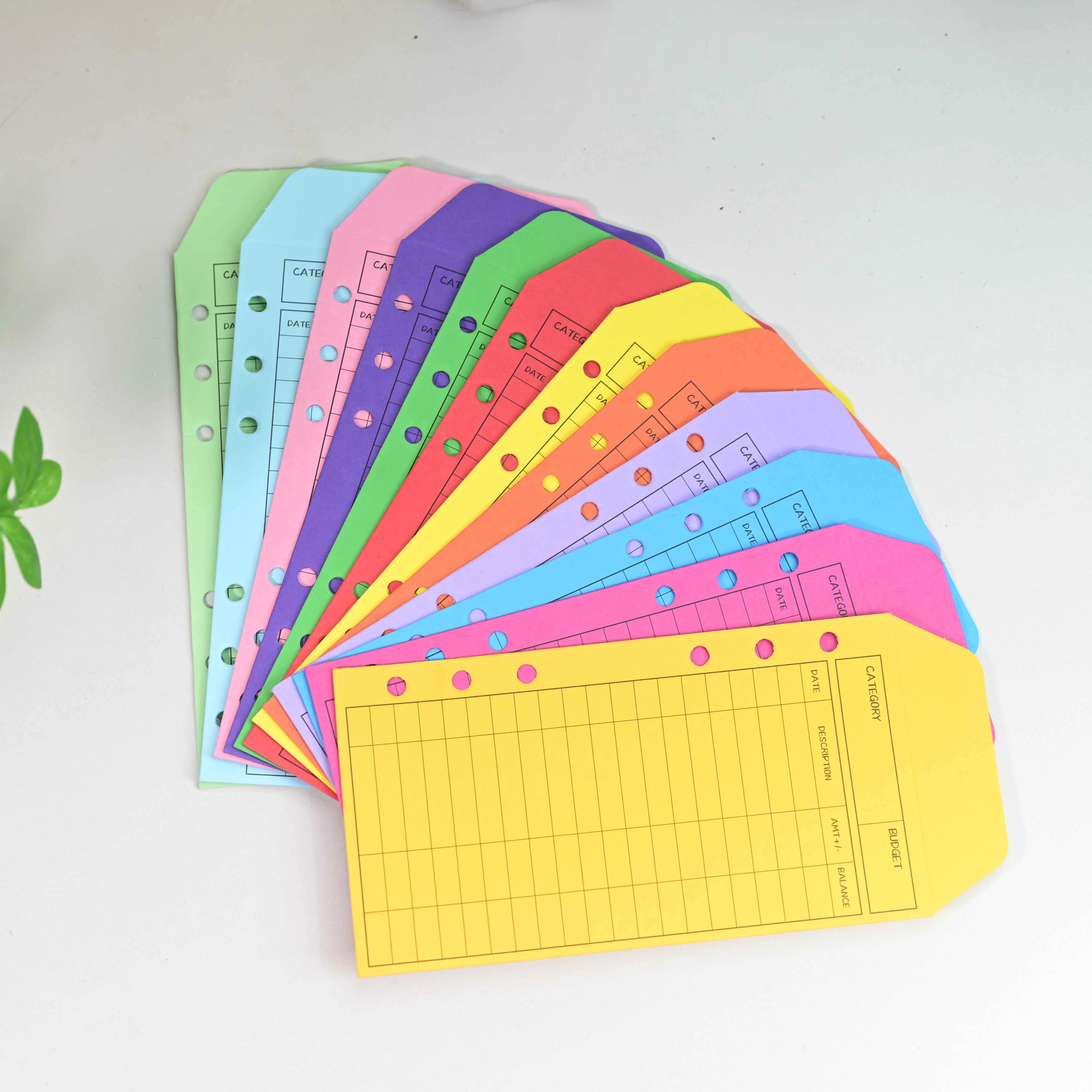 12pcs A6 6 Hole Budget Envelope Inserts, 10 Colors Cash Budget Tracker Envelopes, Colored Expense Log Budget Binder Refills