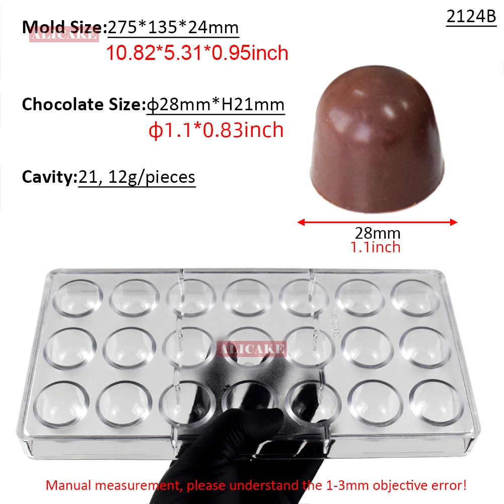 ALICAKE Polycarbonate Chocolate Mold 1.1inch 12g/pieces Bullet Shape Candy Bonbons Confectionery Bakery Baking Pastry Mould