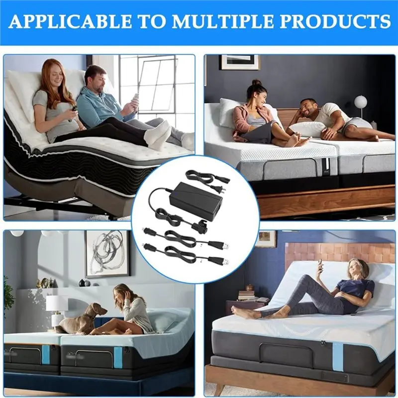 ABMS-Adjustable Bed Base Power Supply Adapter, Electric Bed Replacement Parts Power Cord Kit For Ergo, Extend, Sealy US Plug