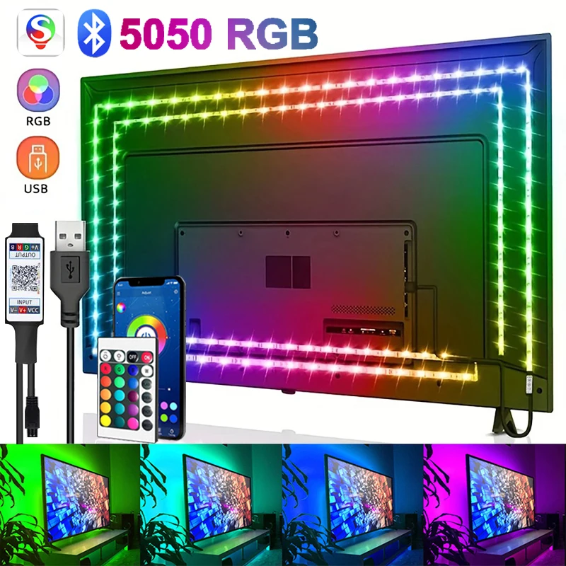 

RGB Led Strip Light 5v Usb Bluetooth 5050 Rgb Led Tape Smart Control 24K Neon Strips Led Lights For Tv BackLight Decoration