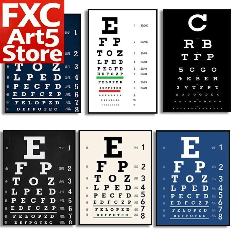 Eye Test Snellen Chart Vision Test Chart Poster and Prints Eyesight Optometry Canvas Paintings Wall Pictures Eye Clinic Decor