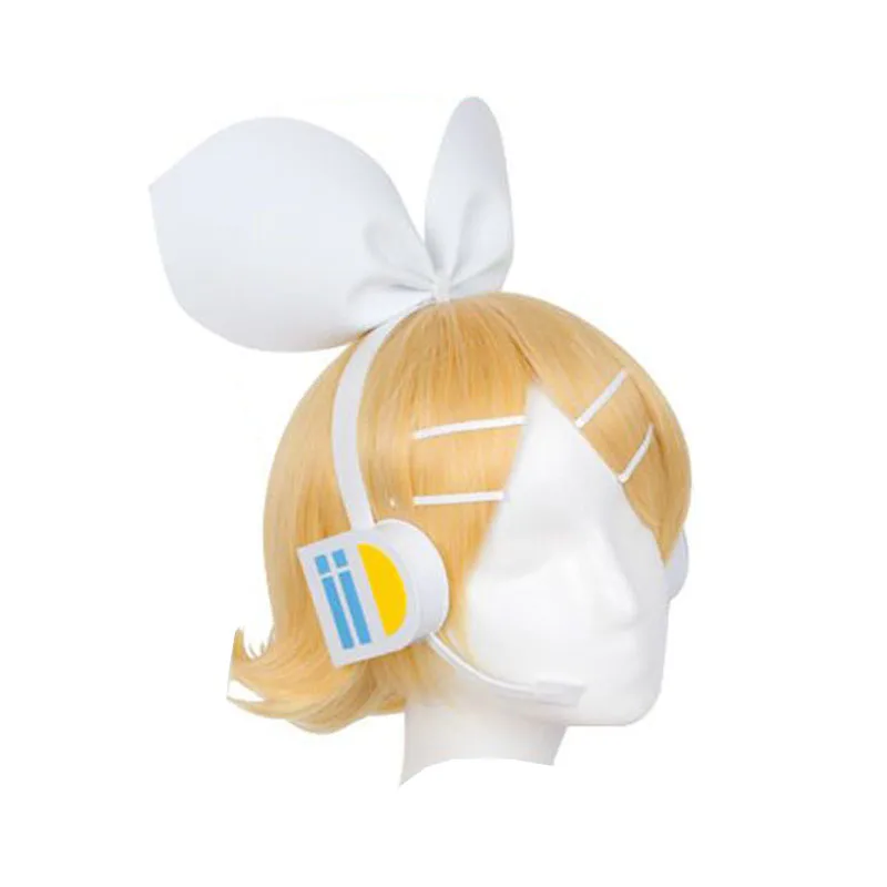 أنيمي ميكو رين/لين شعر مستعار تأثيري حفلة مقاومة للحرارة بيروكات صناعية