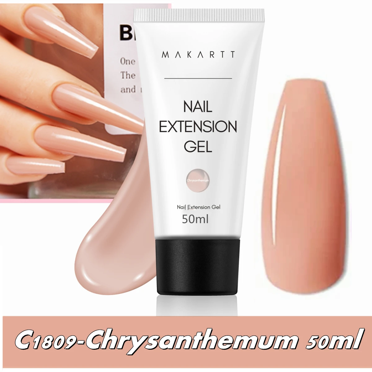 Makartt Poly Extension Gel voor Nagels, 50ML Roze Glitter Nude Transparante Harde Builder Gel Franse Manicure DIY Design Art Thuis Salon