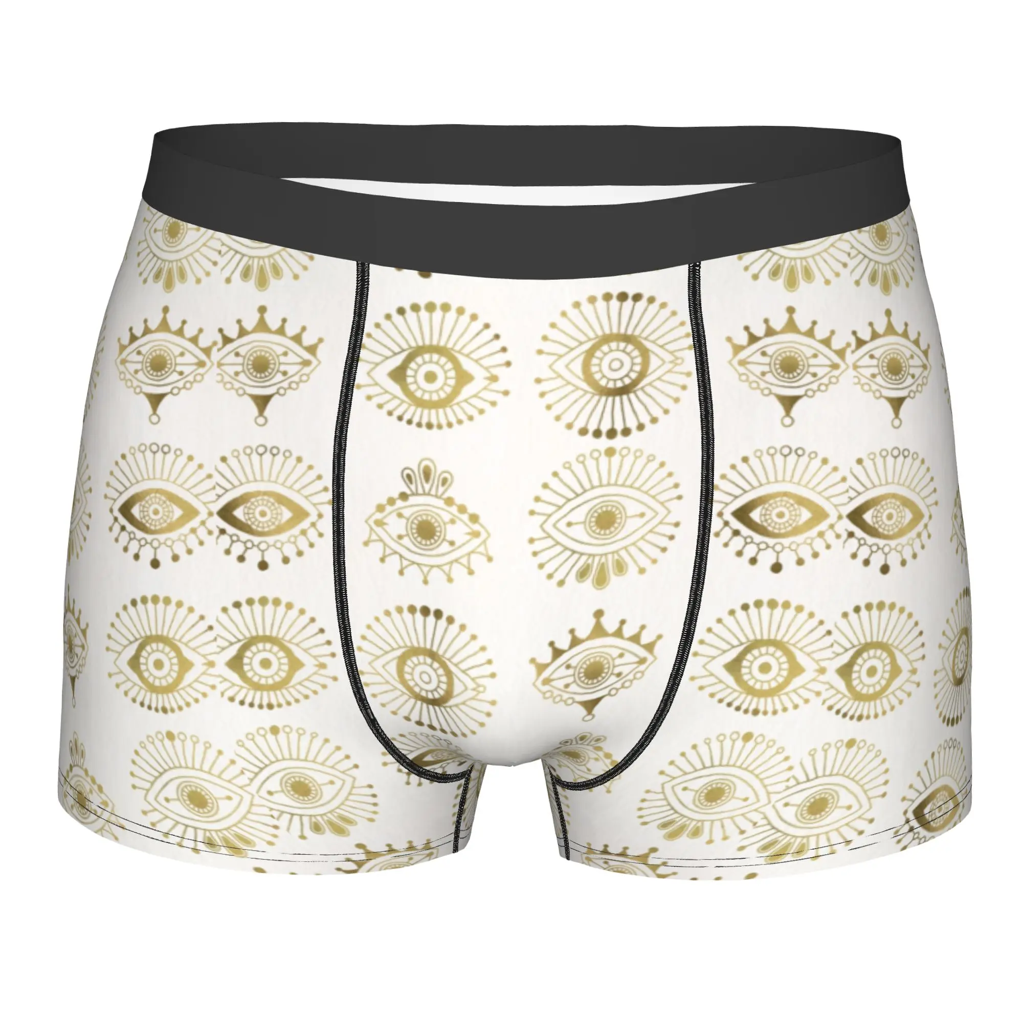 

Custom Boho Evil Eyes Hamsa Underwear Male Print Gold Palette Moroccan Morocco Boxer Shorts Panties Briefs Soft Underpants