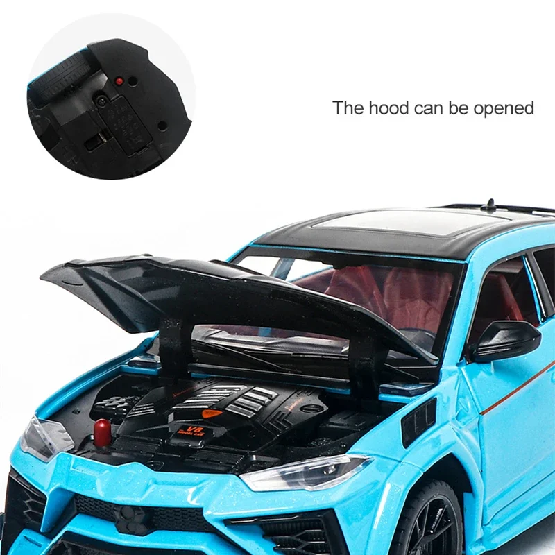 1:24 URUS SUV Gemodificeerde Versie Legering Sportwagen Model Diecasts Metal Racewagen Model Simulatie Geluid en Licht Kinderen Speelgoed Geschenken