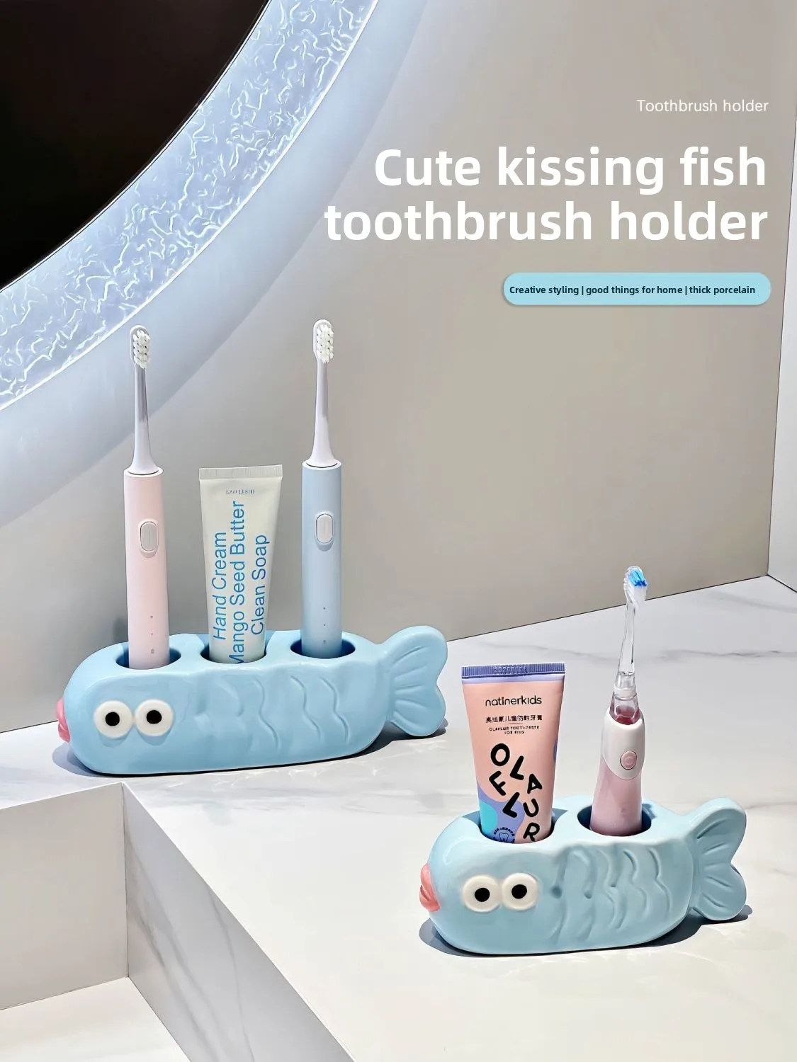 Xiaoyu Toothbrush Ceramic Toothbrush Holder,exquisite Texture,easy To Clean,bathroom Ornament Storage,tooth Storage Home Decor