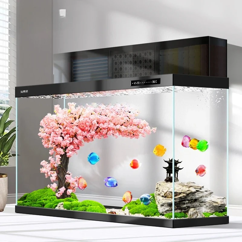 A Ultra-white Glass Koi Ground Tank Fish Tank Aquarium Living Room Floor-to-ceiling Filter Ecological Constant Temperatu