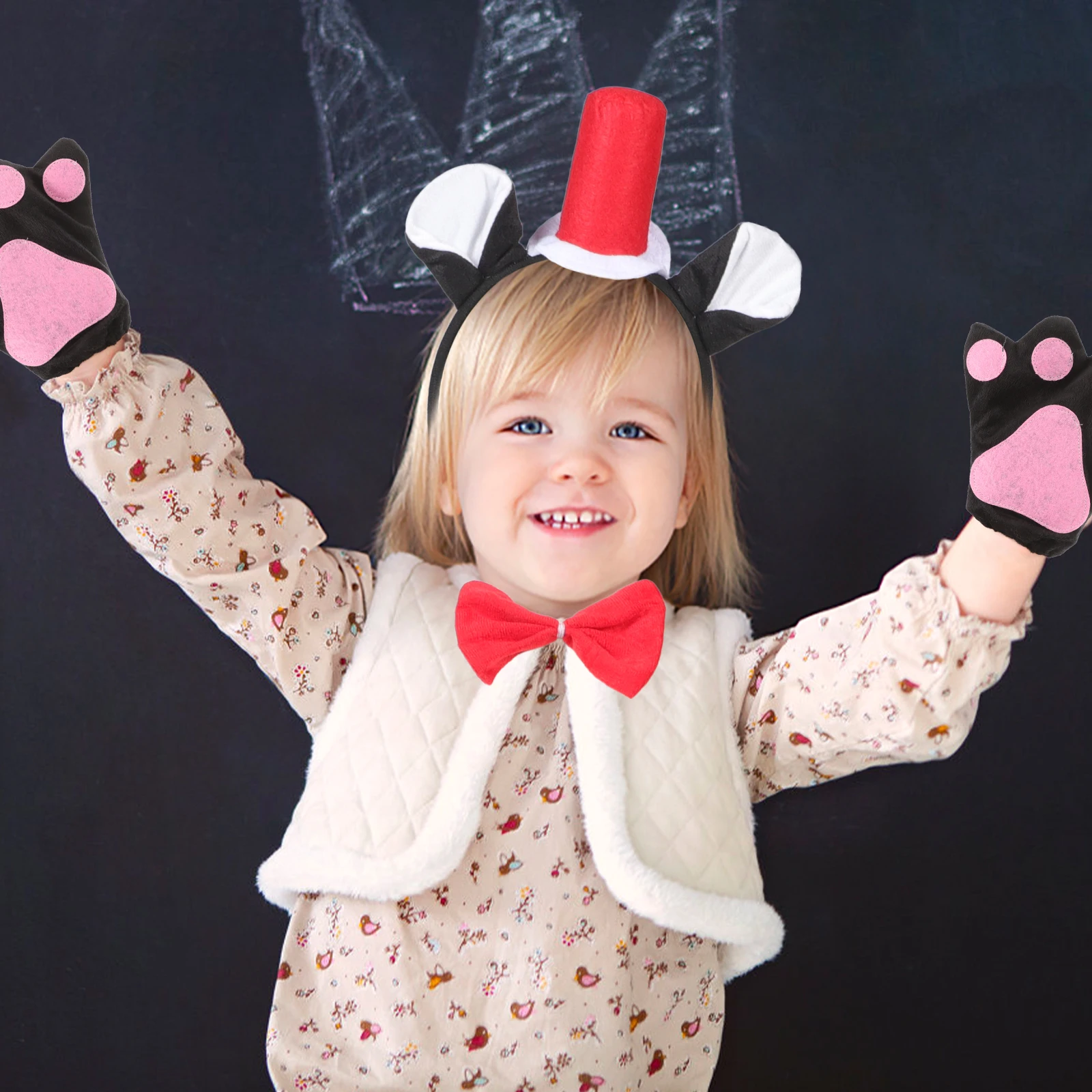 

Black Cat Headband Set Cartoon Animal Ears Headband Gloves Stars Skirt Cosplay Costume Halloween Party Accessories Girls Women