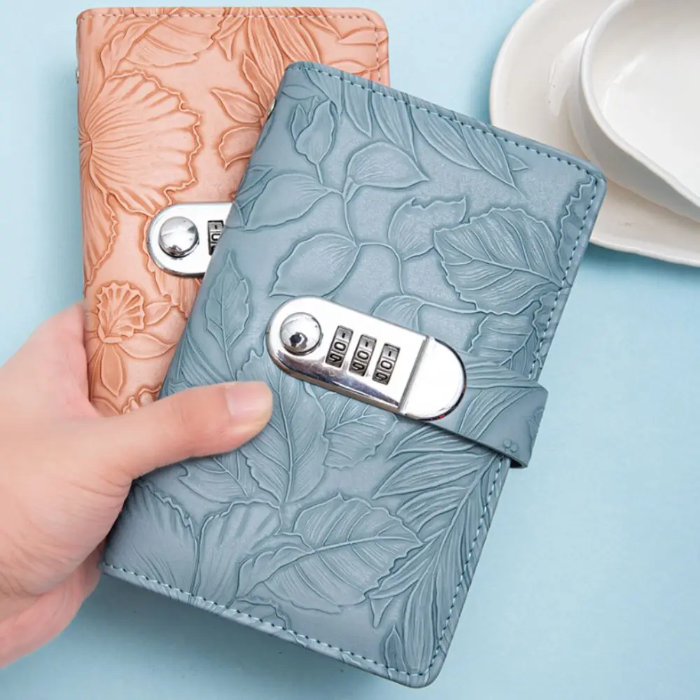 50Sheets Saving Money Binder Emboss Flower PU Leather Budget Binder with Lock Wallet Storage Refillable Planner Organizer