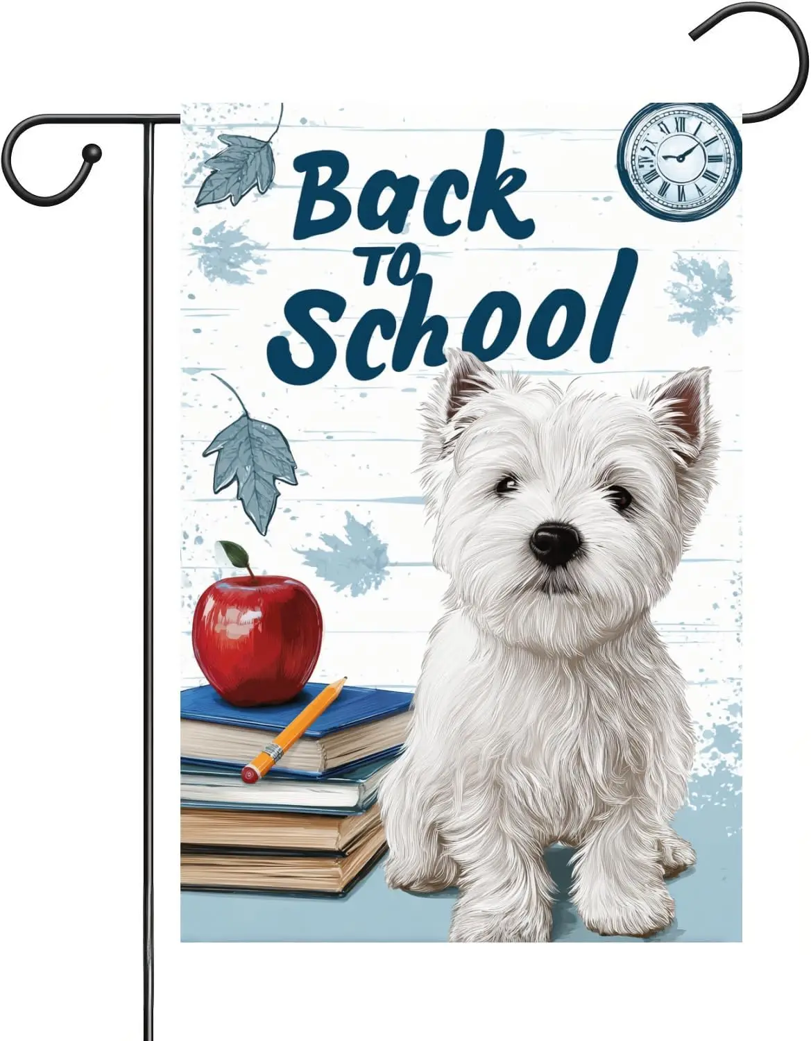 Westie Dog Back to School Garden Flag Burlap 12 x 18 Double Sided Suitable for outdoor and courtyard flags ZZM