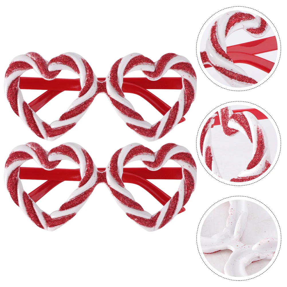 2 Pcs Fondant Candy Glasses Funny Cool Heart-shaped Attractive Bridal Shower Photo Booth Props Abs Valentine's Day Creative