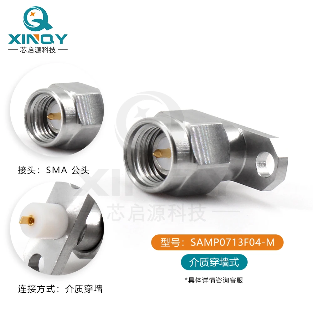 Millimeter Wave RF Connector 27G Stainless Steel Wall Type JFD SMA-JF Double Hole Flange Fixation