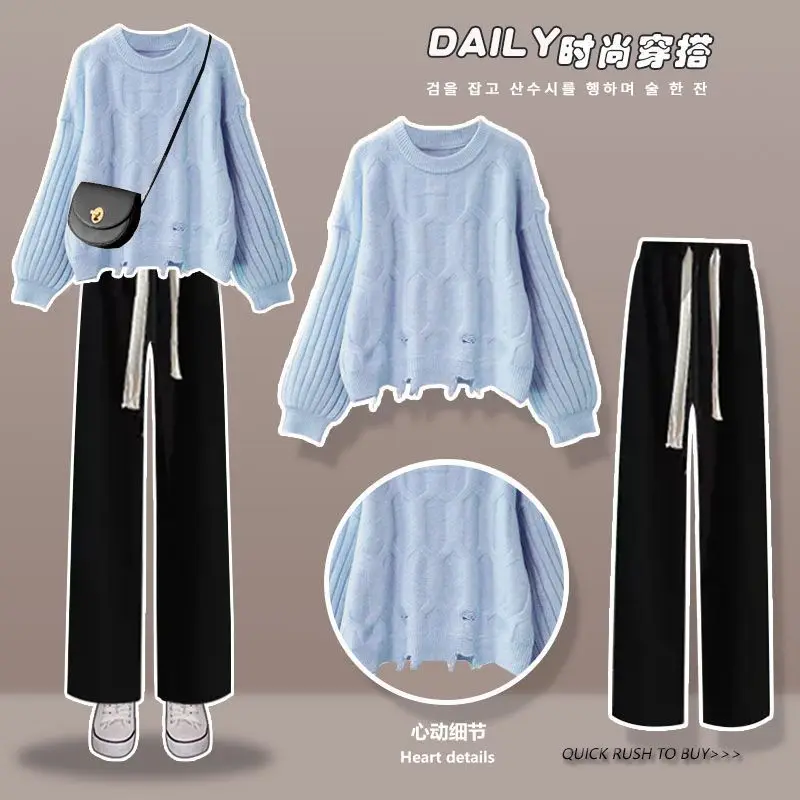 

Women sweater suits Autumn sets soft knitted pullovers +long Pant Casual 2PCS Track Suits