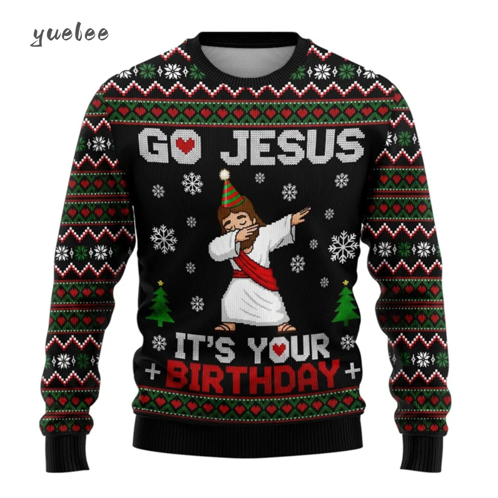 Fashion Jesus Pattern Christma Santa Jersey Hombre Christmas Sweatshirt Autumn Winter Holiday 3D Printing Ugly Men's Sweatshirt