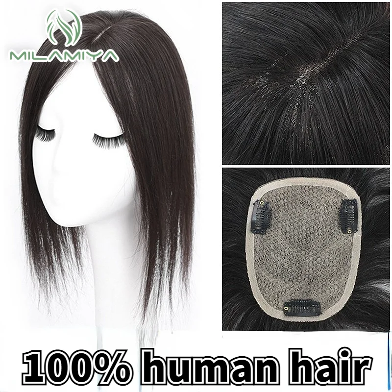 Clip In Hair Piece Women Real Hairpiece Hand Made Lightweight Breathable Hair Closure Hair Supplementing Set Women's Wig Women