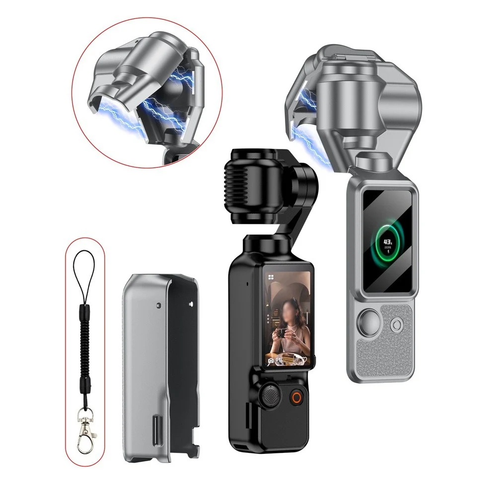 Shockproof Magnetic Case for DJI Pocket 3 Featuring Seamless Fit Retention and Non Slip Wrist Strap for Outdoor Use