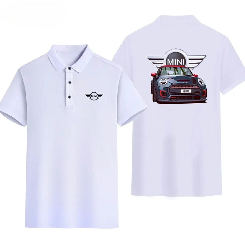 Camiseta Polo BMW MINI 2025 de Verano con Estampado de Coche Modificado 'German Steel Cannon', Cuello Redondo, Transpirable, Estilo Casual para Hombre