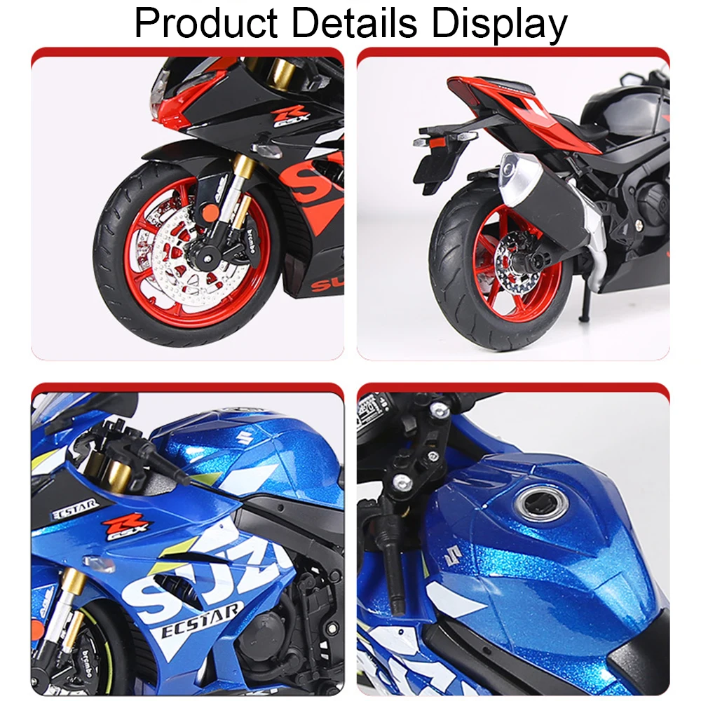 1:12 سوزوكي GSX1000R GSX250R نماذج دراجة نارية مصغرة لعب سيارة عجلة أمامية توجيه امتصاص الصدمات دراجة نارية هدايا عيد الميلاد