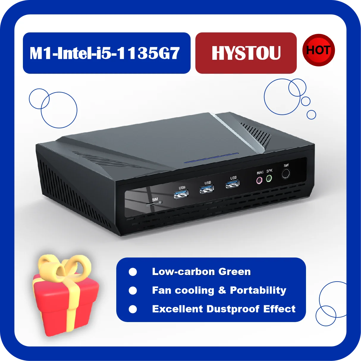 

Hystou Lastest Mini PC Office DesktopThin Client Gaming i5-1135G GenDual Channel 64GB DDR4 RAM 4K Display with Windows 10 /11