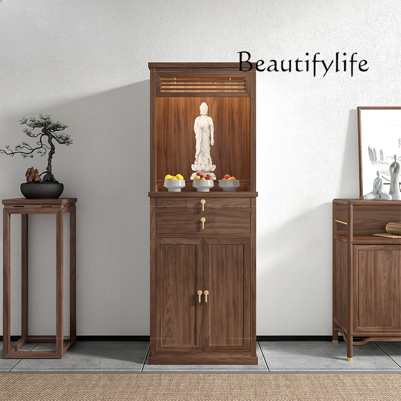 New Chinese North American Black Walnut Solid Wood Buddha Cabinet Modern Simple Home Altar Altar