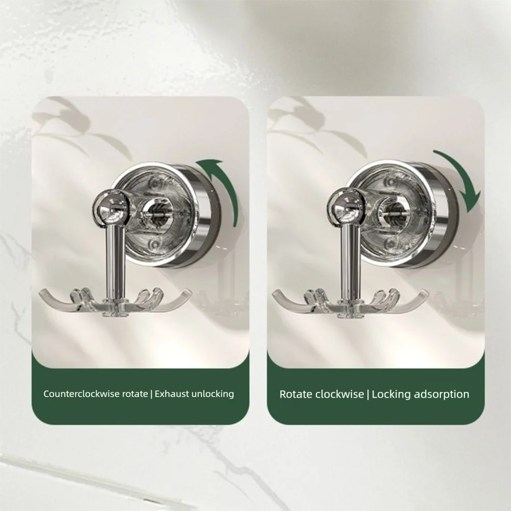 

Wall Mounted 360° Rotating Folding Hook Powerful Punch-free Kitchen Utensil Holder Hanging Space-saving Suction Cup Hook