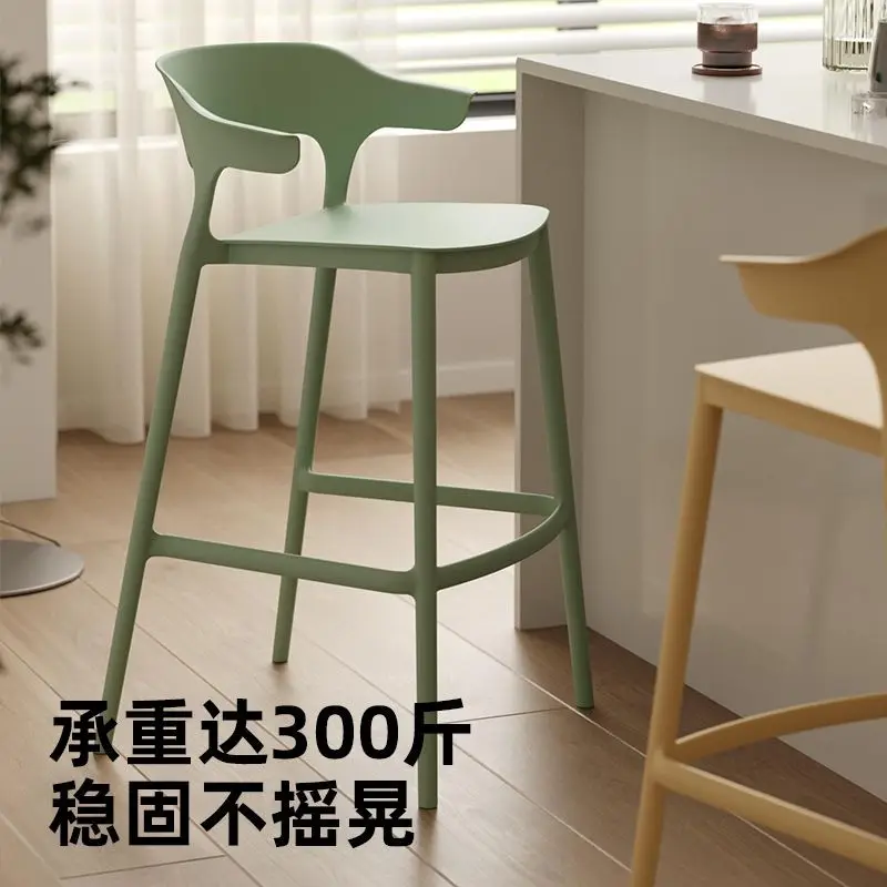 Seat height65cm Minimalist high Backrest Bar Chair nordic Household Stackable Island Table dinner restaurant Stool Plastic chair
