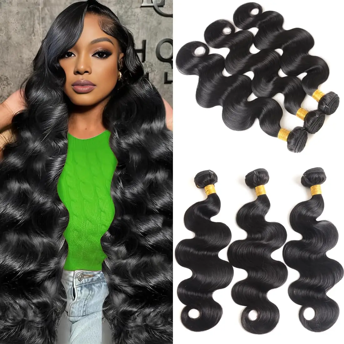 Bundles brésiliens de vague de corps de cheveux humains, cheveux vierges non transformés, 100% cheveux humains, 18 po, 20 po, 22 po, 12A