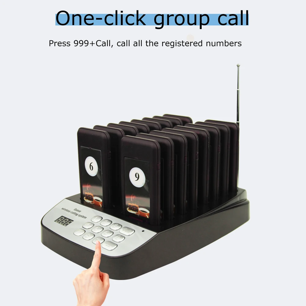 Imagem -05 - sem Fio Restaurante Pager Sistema Chamando Buzzer Garçom Chamada Paging Café Bar Clínica Transporte Rápido 16 Pagers Ctp301
