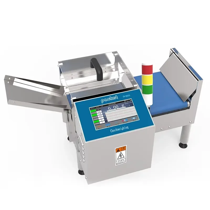 Automated Checkweigher Touch Screen Display 0.02g Accuracy Food Processing Conveyor Belt Rejection Scale