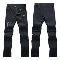 Men's Camping Hiking Pants Trekking Stretch Summer Quick Dry UV-Proof Outdoor Travel Trousers Detachable into Shorts