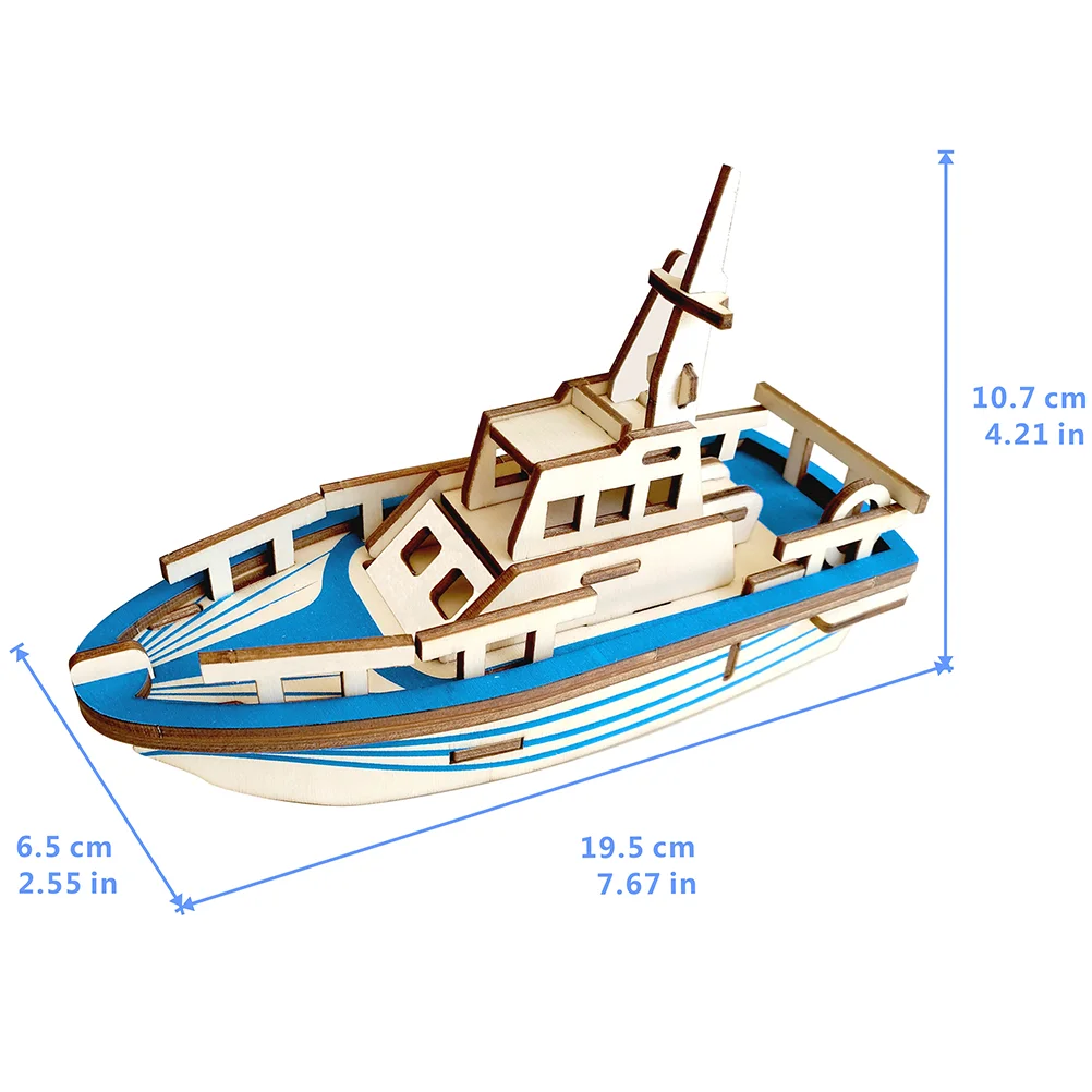 

3D Puzzles Three-Dimensional Jigsaw DIY Puzzle Board Wood Mosaic Model Educational Toy for Kids and Children (Life Boat