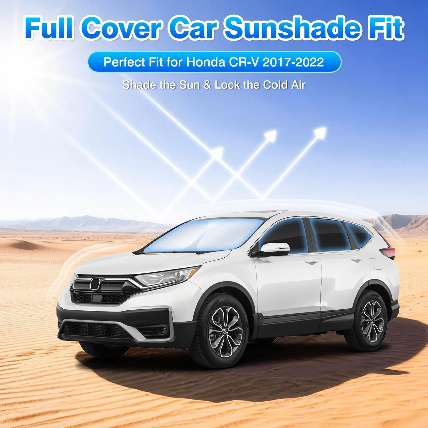 Windshield Sun Shade for 2017-2022 SUV, 8-Piece Car Window Sunshades, Thick UV Blocking Foldable Sun Visor Covers, Keep Interior Cool, Auto Accessories