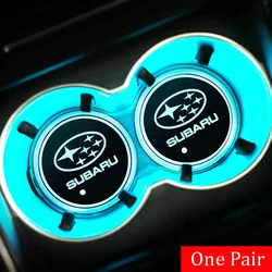 2pcs LED Colorful Car Smart Water Cup Mat Auto Ambient Light for Subaru WRX DRL XV STI Outback Legacy Forester Impreza Tribeca