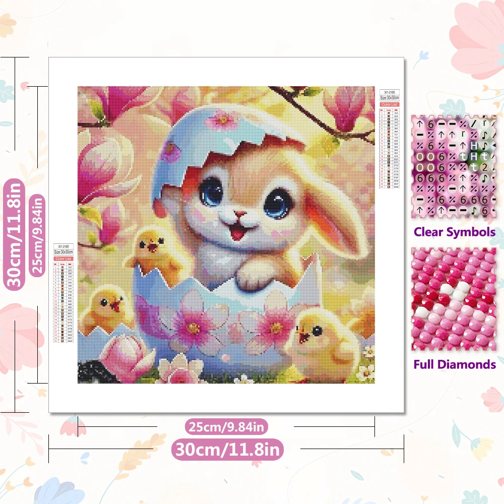 EverShine DIY 5D Diamond Painting Rabbit Full Drill Embroidery Egg Chicken Mosaic Cartoon Animal New Arrivals Easter Day Gift