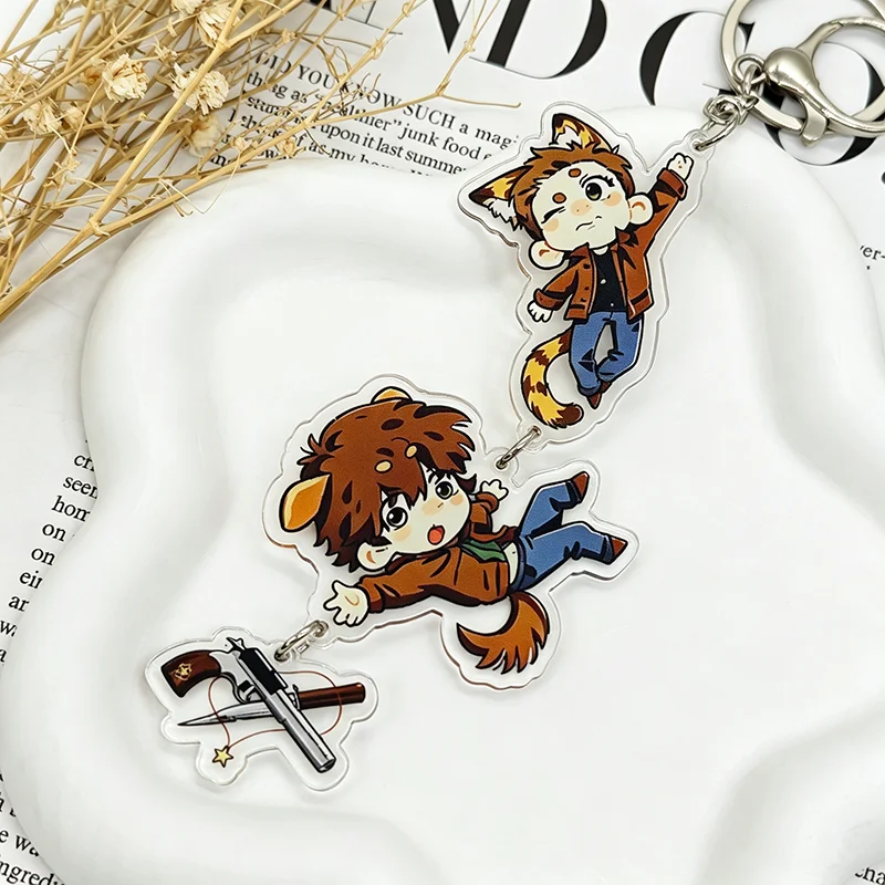 TV Series Supernatural SPN Sam Dean Cosplay Keychain Kawaii Acrylic Pendant Keyring Key Chain Bag Accessory Ornament Prop