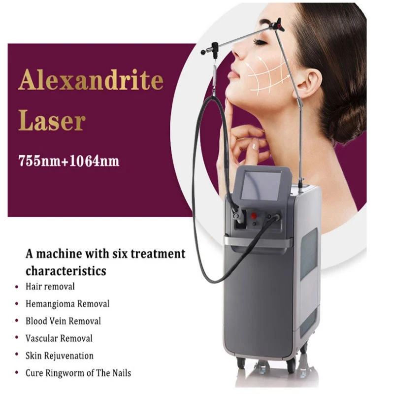Alex Laser Double Waves 755Nm 1064Nm Long Pulsed Hair Removal Machine High Power Nd Yag Laser Vascular Removal Device