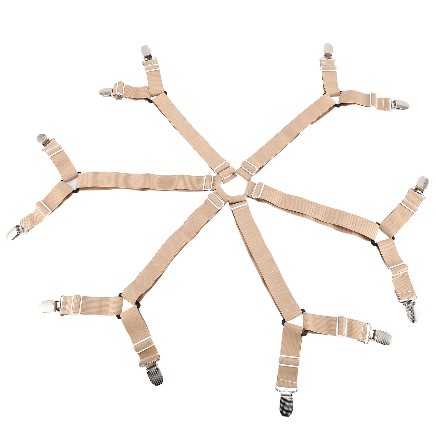 

Bed Sheet Holder Straps Adjustable Elastic Band Fitted Bed Sheet Holder Fasteners Suspenders Clip for Full Size Mattress HY