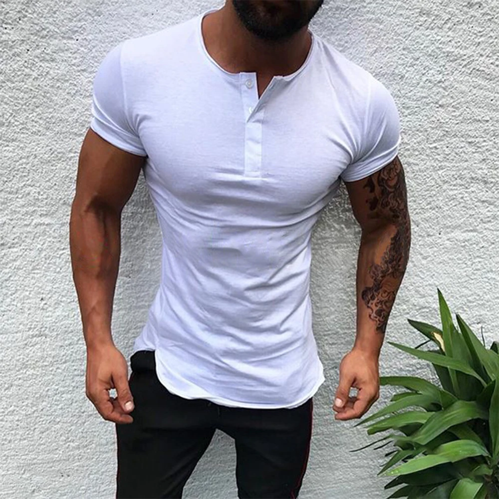 Replacement 100% Brand New T Shirt Summer Vest Mens Plain Pullover Button Slim Fit Tops Breathable Comfortable